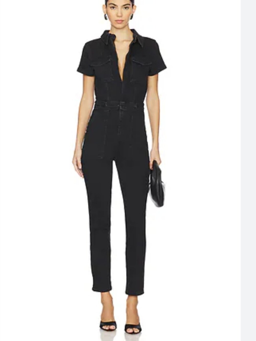 NWT Good American Fit For Success Denim Jumpsuit-Black